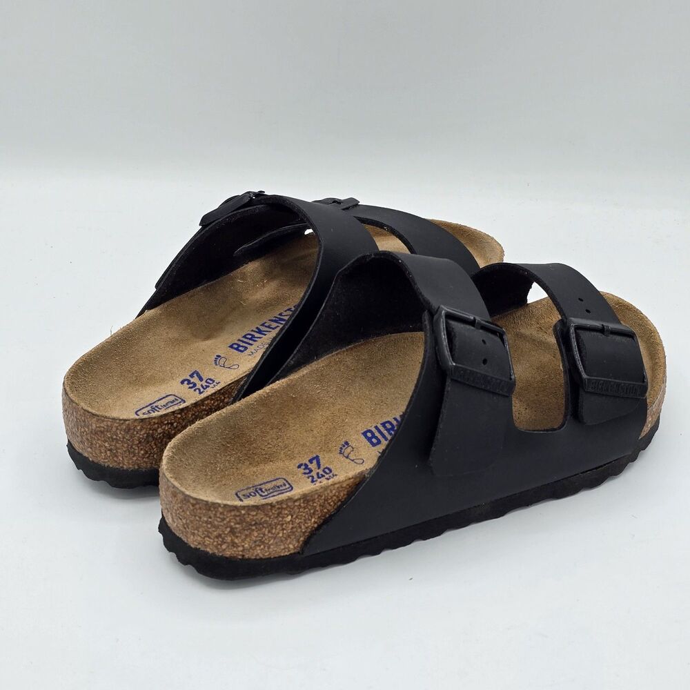 Birkenstock Arizona Sandals Unisex Black Birko-Flor Regular Fit Size 37 L6 M4 - Picture 3 of 7